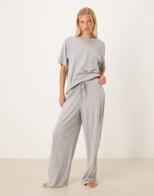 Asos Design Mix & Match Cotton Pajama Pants In Gray