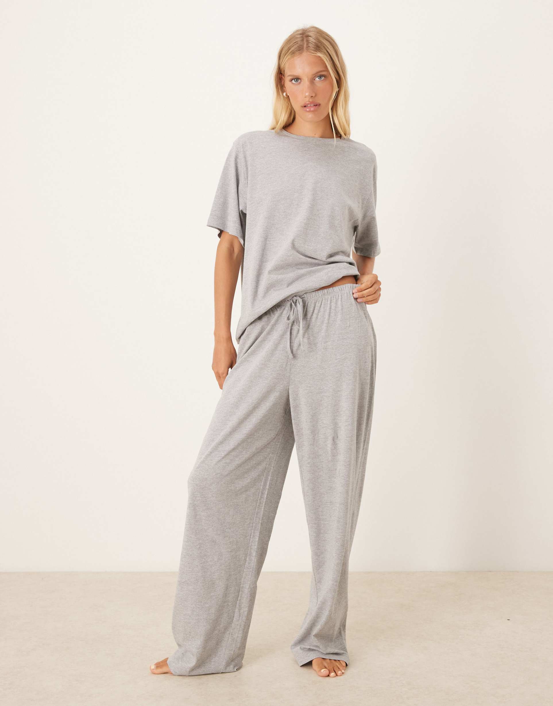 asos design mix & match cotton pajama pants in gray
