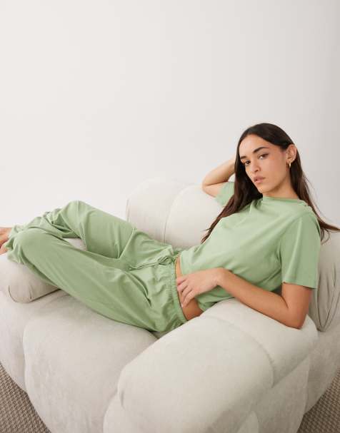 ASOS DESIGN mix & match cotton pajama pants in pistachio green - view 1