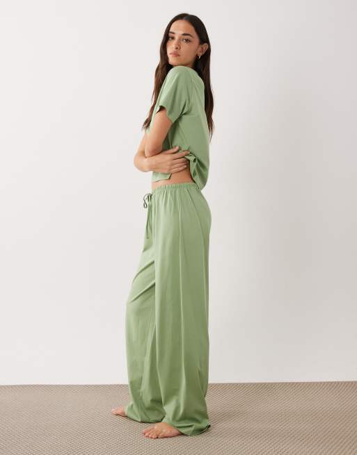 ASOS DESIGN mix & match cotton pajama pants in pistachio green, 2 of 4