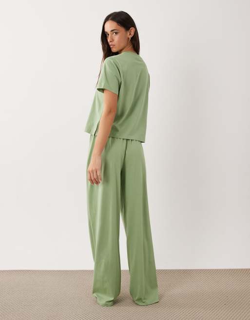 ASOS DESIGN mix & match cotton pajama pants in pistachio green, 4 of 4