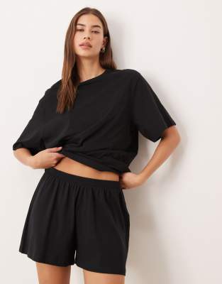 Asos Design Mix & Match Cotton Pajama Short In Black