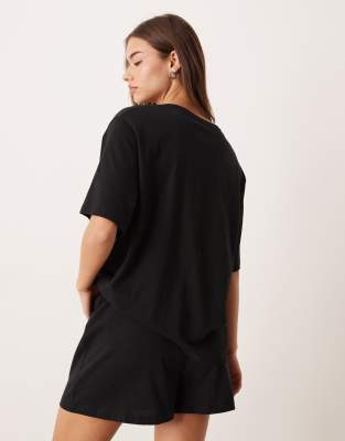 Asos Design Mix & Match Cotton Pajama Short In Black