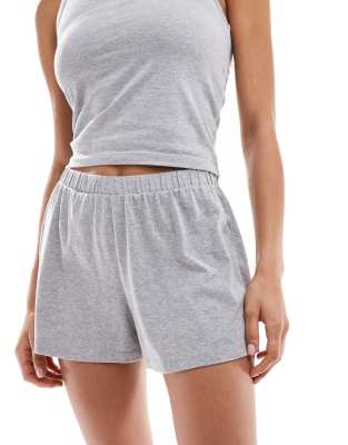 Asos Design Mix & Match Cotton Pajama Shorts In Gray