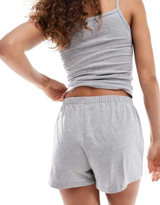 ASOS DESIGN mix & match cotton pajama shorts in heather gray