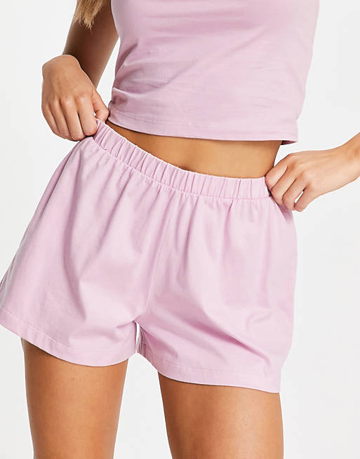 ASOS DESIGN mix & match cotton pajama shorts in pink - PINK | ASOS