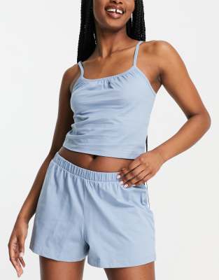 ASOS DESIGN mix & match cotton pyjama cami in blue - MBLUE - ASOS Price Checker