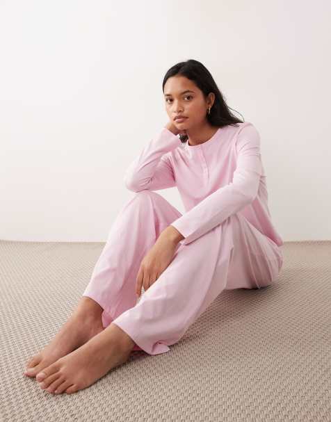 ASOS DESIGN mix & match cotton pyjama in candy pink - view 1