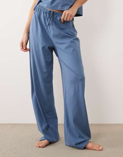 ASOS DESIGN mix & match cotton pyjama in denim blue - view 1