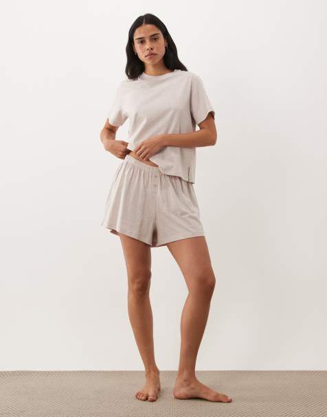 ASOS DESIGN mix & match cotton pyjama in oatmeal marl - view 1