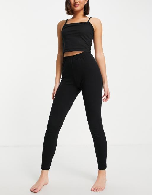 ASOS DESIGN mix match cotton pyjama legging in black BLACK