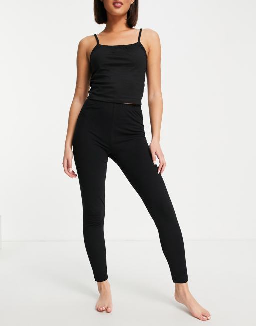 ASOS DESIGN Petite mix & match jersey pajama legging in black