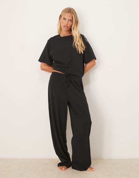 ASOS DESIGN mix & match cotton pyjama pants in black - view 1