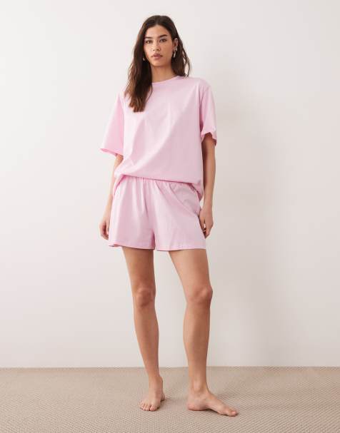 ASOS DESIGN mix & match cotton pyjama short in candy pink - view 1