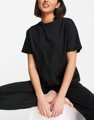 ASOS DESIGN mix & match cotton pyjama tee in black - BLACK - ASOS Price Checker