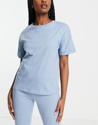 ASOS DESIGN mix & match cotton pyjama tee in blue - KHAKI - ASOS Price Checker