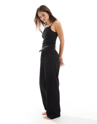 Women's Woven Wide Leg Pajama Pants - Colsie™ Black XS