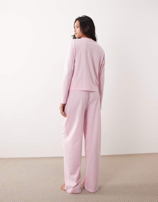 ASOS DESIGN mix & match cotton pyjama trouser in candy pink, 2 of 4