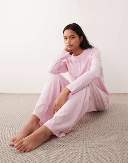 ASOS DESIGN mix & match cotton pyjama trouser in candy pink, 4 of 4