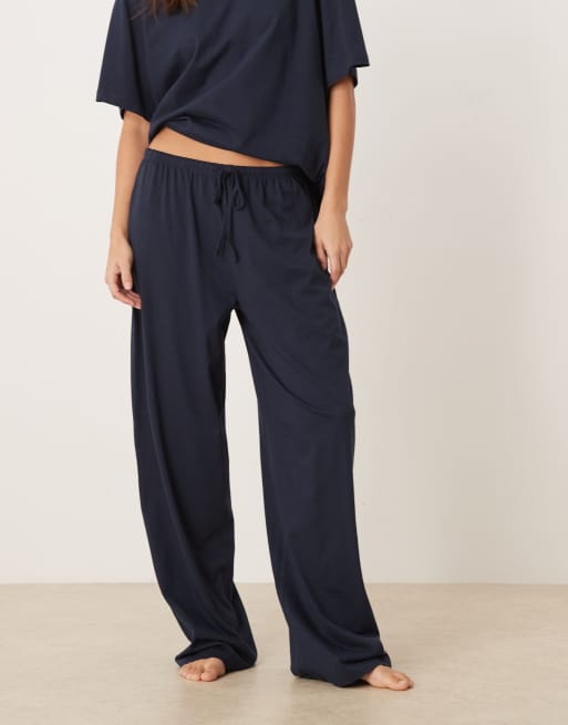 ASOS DESIGN mix & match cotton pyjama trouser in navy, 4 of 4