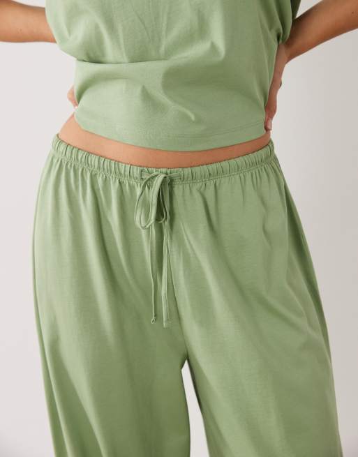 ASOS DESIGN mix & match cotton pyjama trouser in pistachio green - MGREEN, 3 of 4