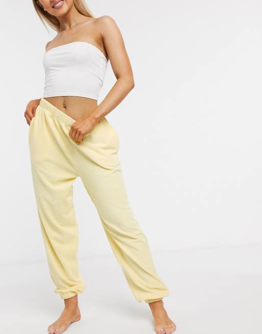 ASOS DESIGN Mix & Match – Cytrynowe wygodne joggersy z tkaniny frotte