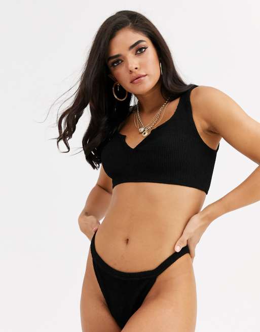ASOS DESIGN – Mix & Match – Czarny marszczony dół od bikini typu tanga, 4 z 4
