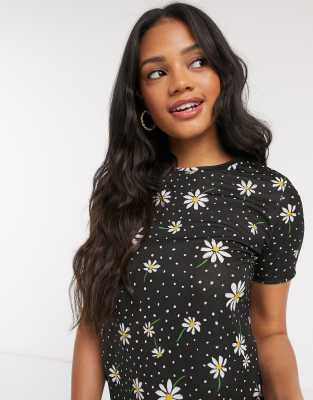 ASOS DESIGN mix & match daisy print pyjama tee in black - ASOS Price Checker