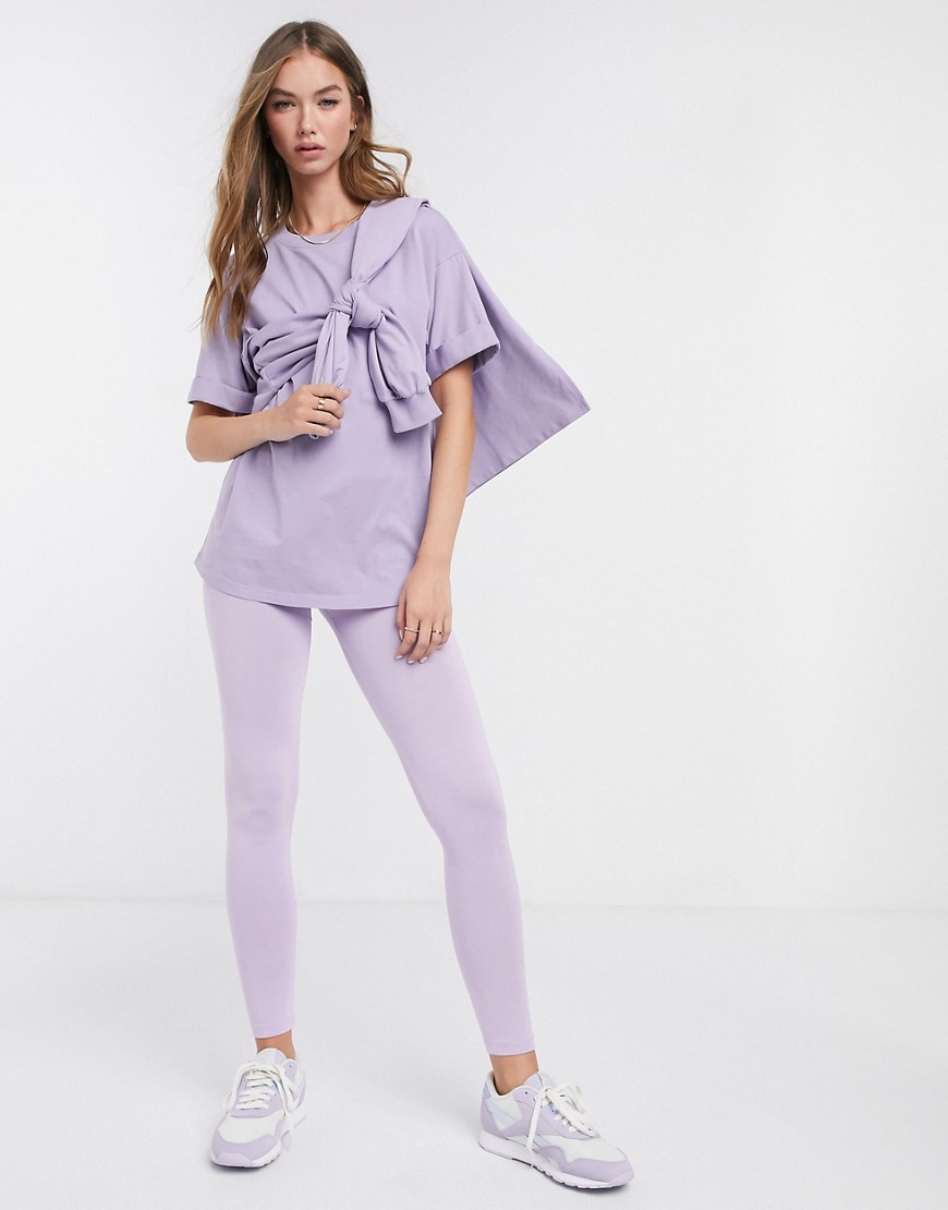 ASOS DESIGN mix & match deep waistband legging in lilac matching set-Purple