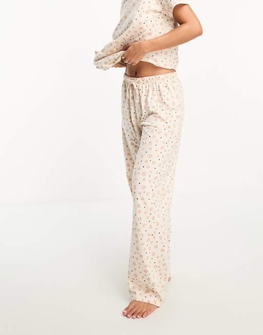 ASOS DESIGN mix & match ditsy pyjamas in white