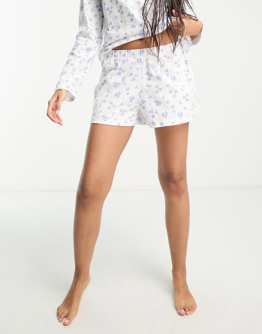 ASOS DESIGN mix match ditsy floral pajama shorts in white ASOS