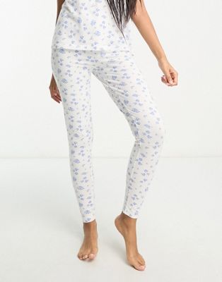 ASOS DESIGN mix & match ditsy floral pyjama legging in white