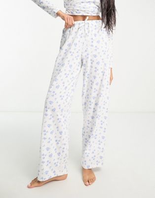 ASOS DESIGN mix & match ditsy floral pyjama trouser in white