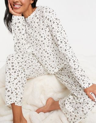 ASOS DESIGN mix & match ditsy heart pyjama long sleeve tee in cream - ASOS Price Checker