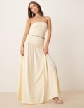[ASOS DESIGN] ASOS DESIGN mix & match drop waist ruched maxi skirt in buttermilk-Yellow XS Buttermilk