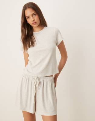 ASOS DESIGN - Mix & Match - Ensemble de pyjama en tissu côtelé - Beige - view 1