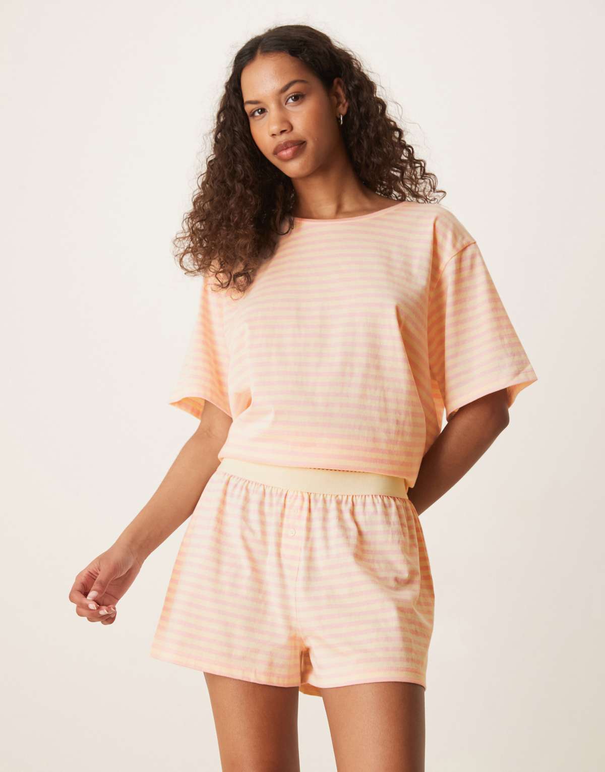 ASOS DESIGN mix & match flippy pyjama short in pink stripe