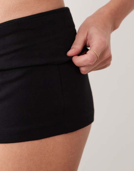 ASOS DESIGN mix & match fold over pajama shorts in black, 2 of 5