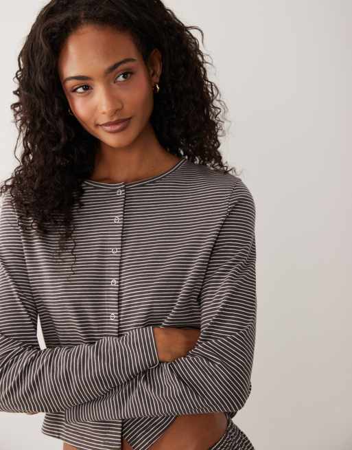 ASOS DESIGN - Mix & Match - Pyjama rayé - Marron, 3 de 4