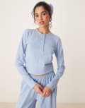 [ASOS DESIGN] ASOS DESIGN Mix & Match henley pyjama top in blue M BLUE