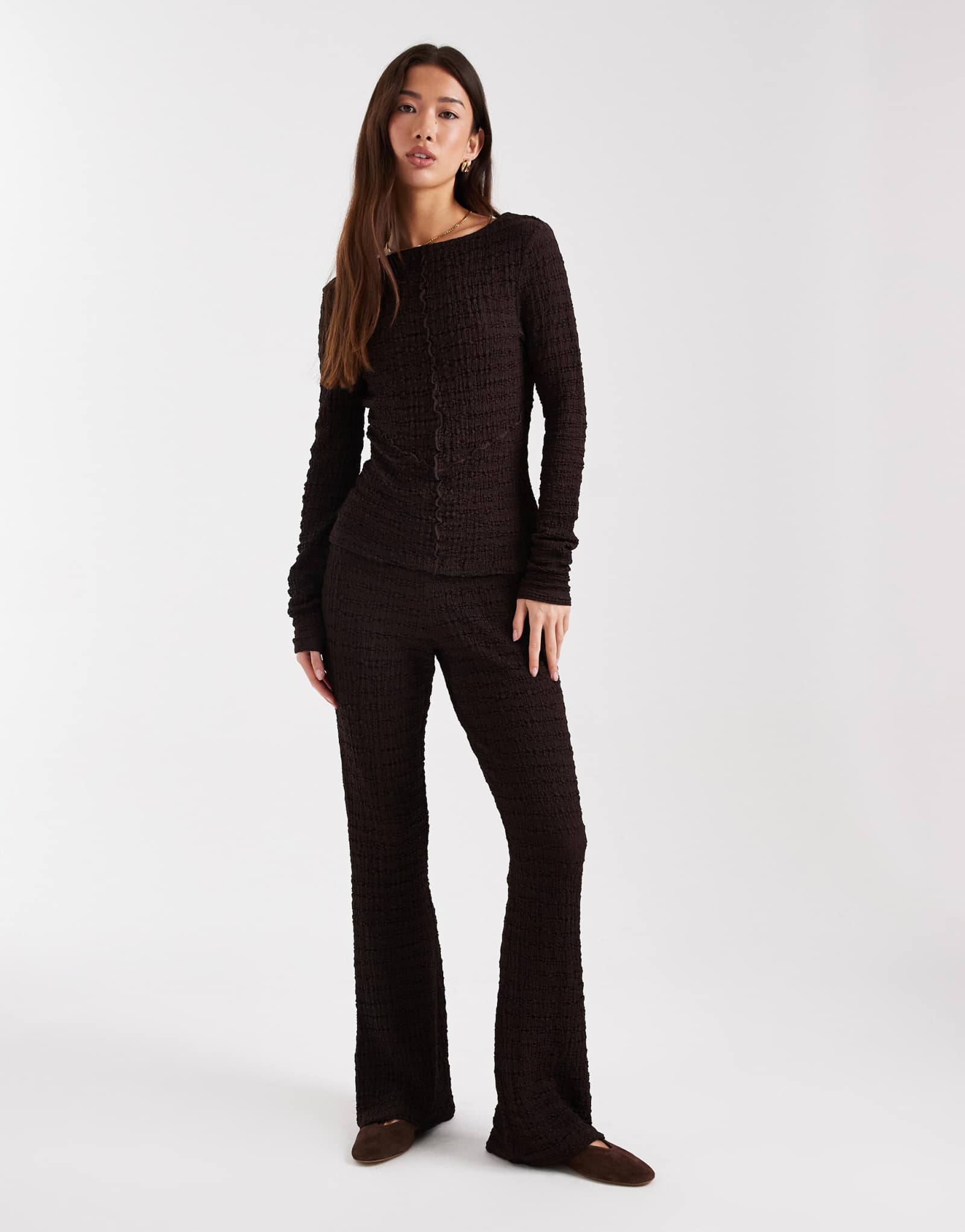 ДИЗАЙНЕРСКИЕ брюки-клеш с завышенной талией шоколадного цвета от ASOS DESIGN mix &match