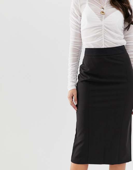 ASOS DESIGN Tall high waist midi pencil skirt in black