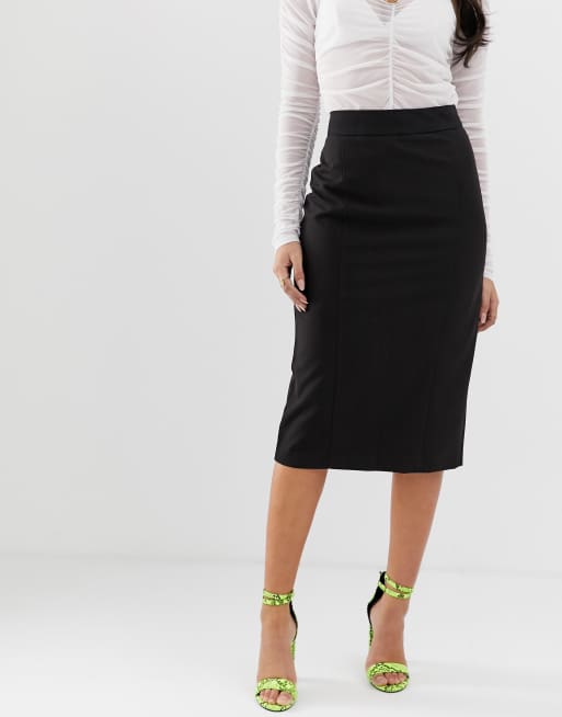 ASOS DESIGN mix & match high waisted pencil skirt with back split