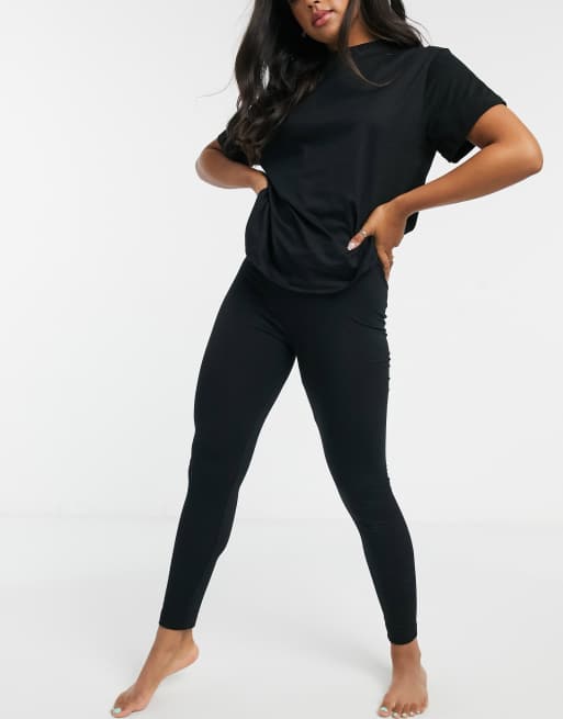 ASOS DESIGN Petite mix & match jersey pajama legging in black