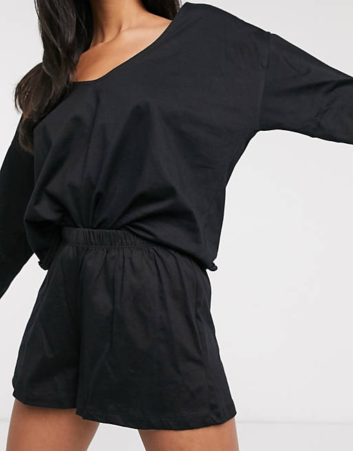 ASOS DESIGN mix & match jersey pyjama short in black