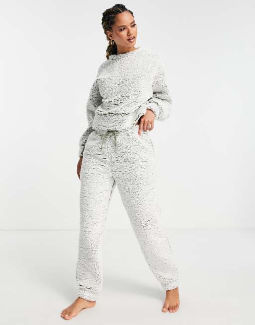 ASOS DESIGN - Mix & Match - Jogger confort en imitation peau de mouton - Vert délavé