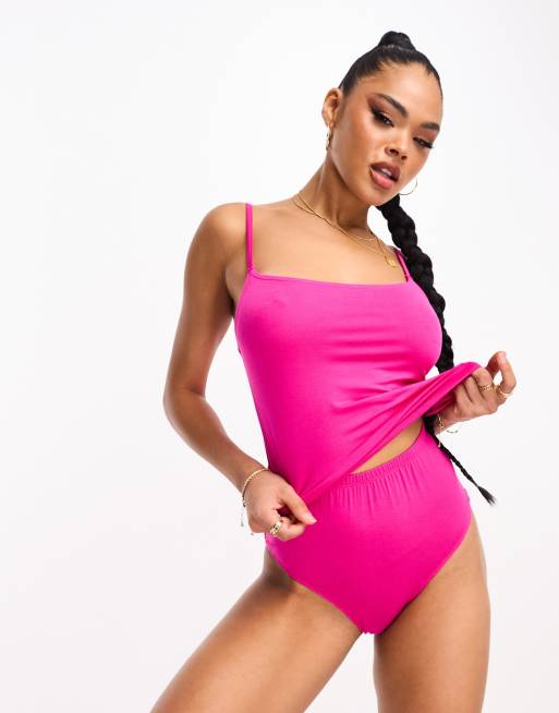 ASOS DESIGN – Mix & Match – Kurzes Pyjama-Höschen aus Viskose in leuchtendem Rosa
