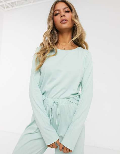 ASOS DESIGN – Mix & Match – Langärmliges Pyjama-Oberteil aus Jersey