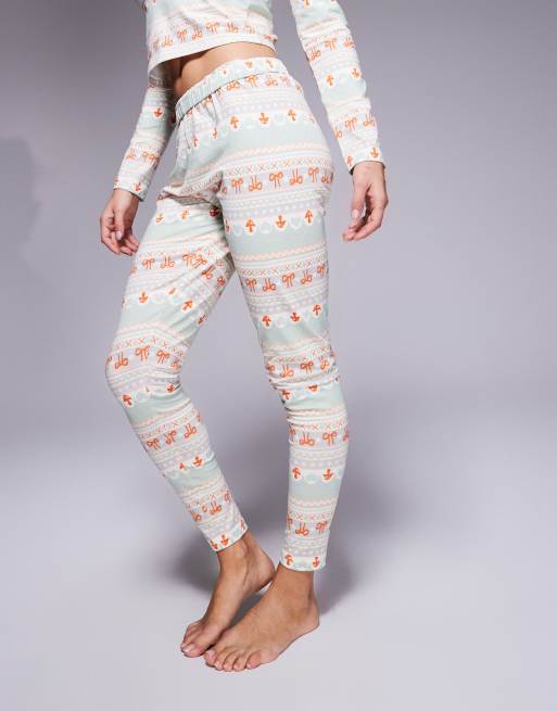 ASOS DESIGN - Mix & Match - Leggings del pigiama con stampa Fair Isle, 5 di 5