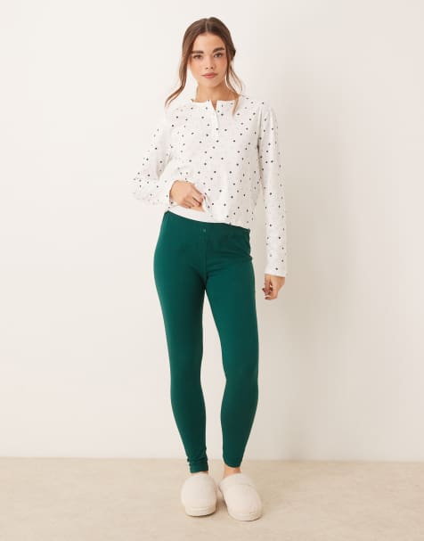 ASOS DESIGN Mix & Match leggings with exposed waistband in green - view 1